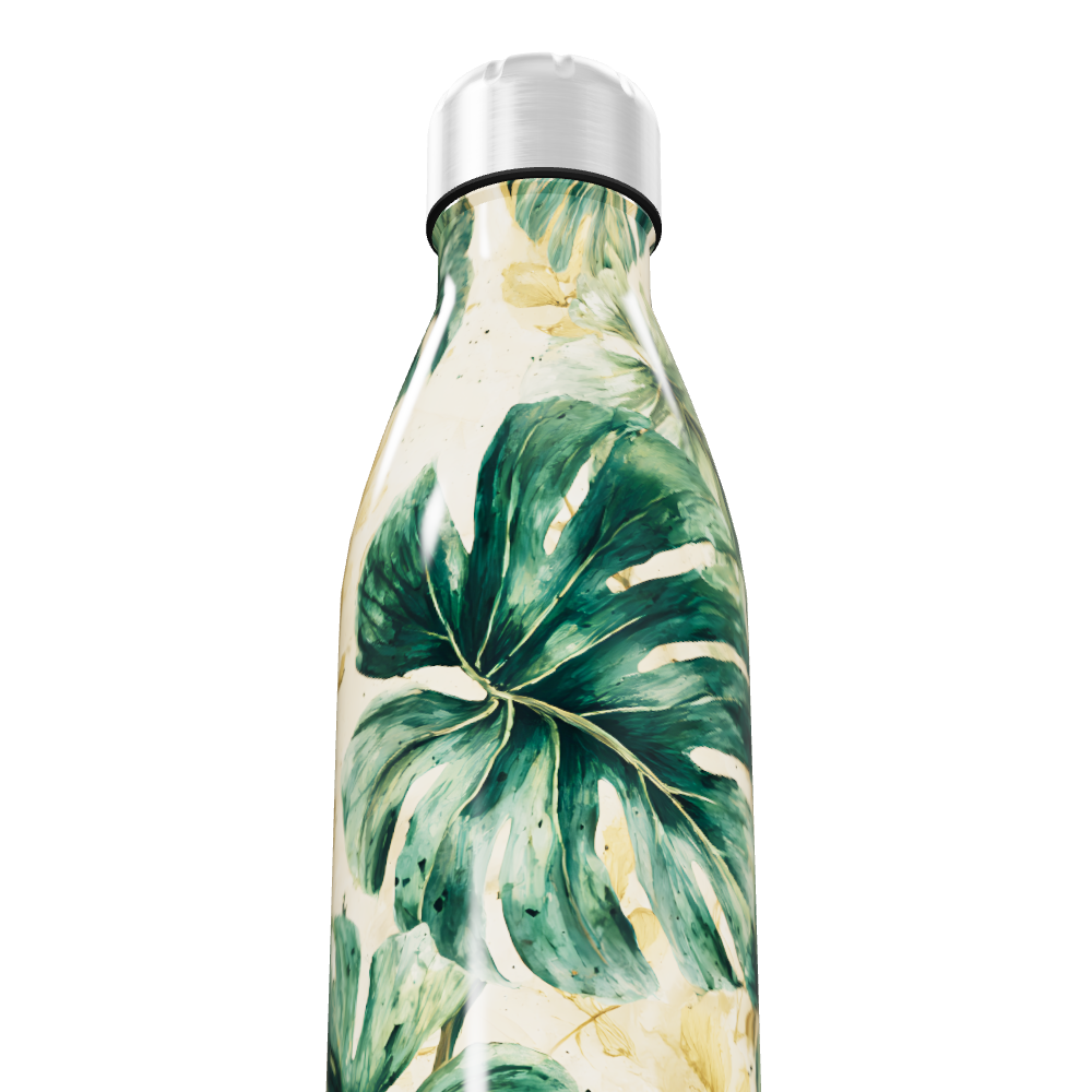 Garrafa Inox - Estampa Folhagem Verde