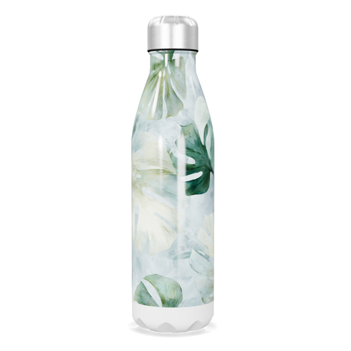 Garrafa Inox - Floral Verde e Branco