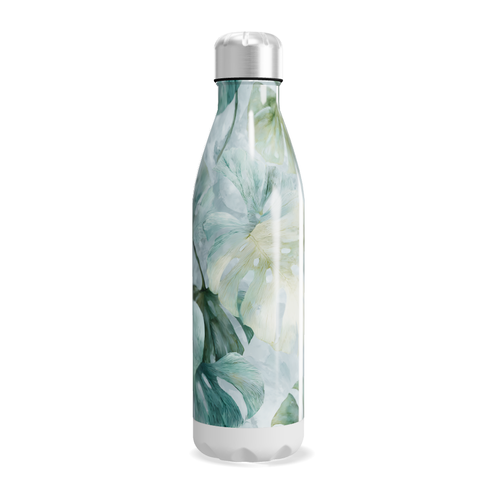 Garrafa Inox - Floral Verde e Branco