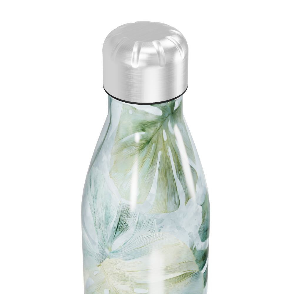 Garrafa Inox - Floral Verde e Branco