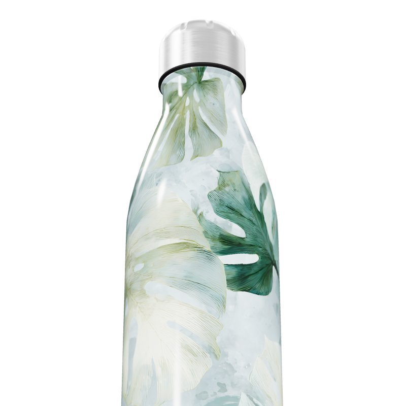 Garrafa Inox - Floral Verde e Branco