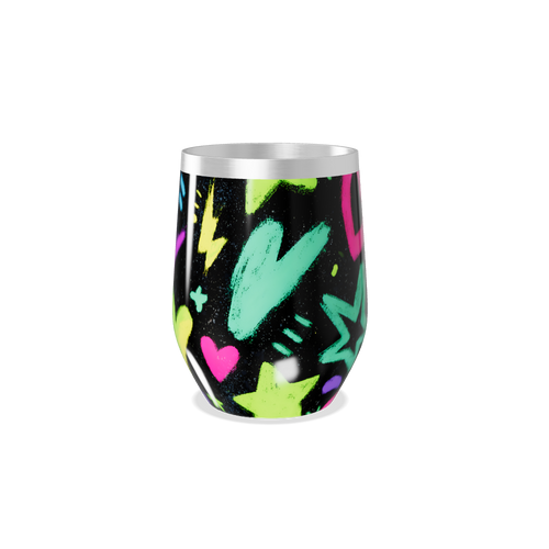 Copo Térmico Slim - Preto Neon Corações