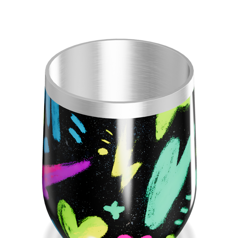 Copo Térmico Slim - Preto Neon Corações