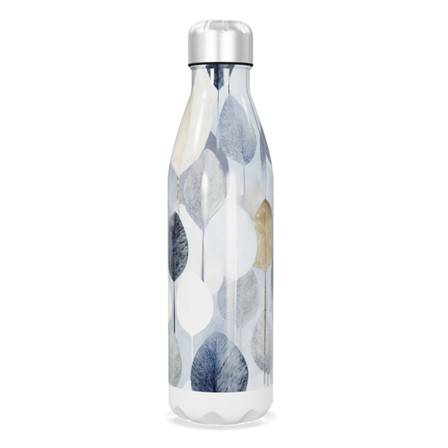 Garrafa Inox - Folhas Azul e Branco