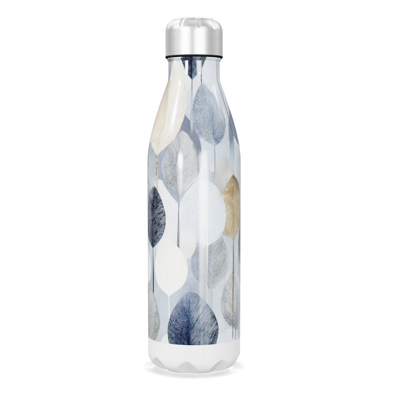 Garrafa Inox - Folhas Azul e Branco