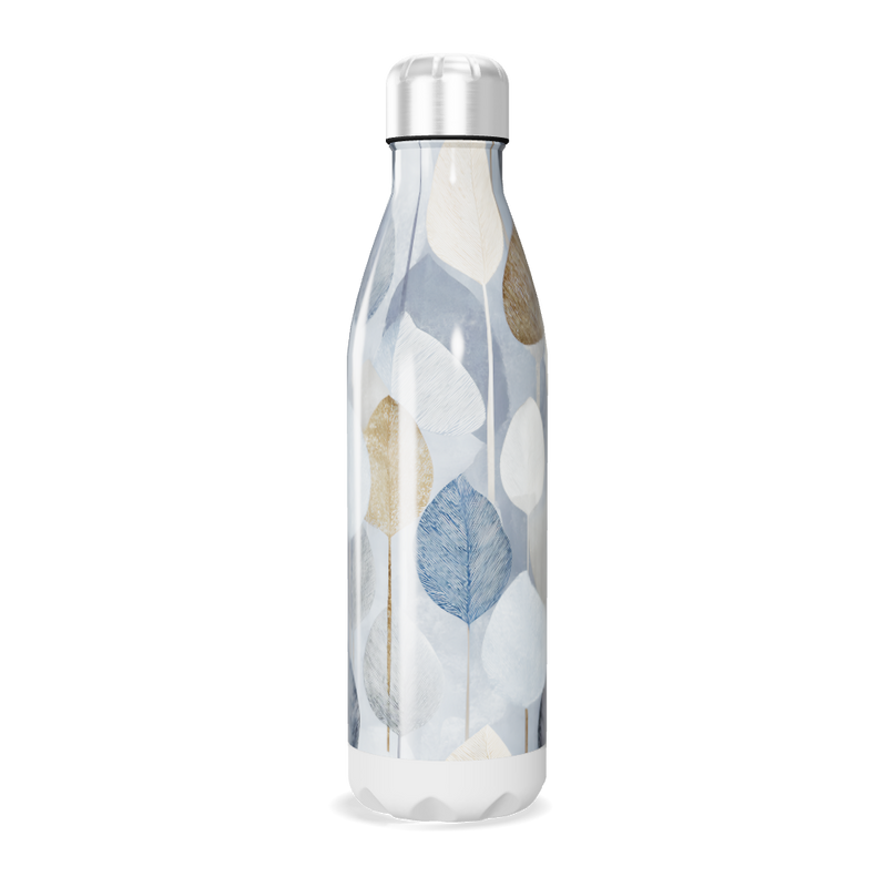 Garrafa Inox - Folhas Azul e Branco