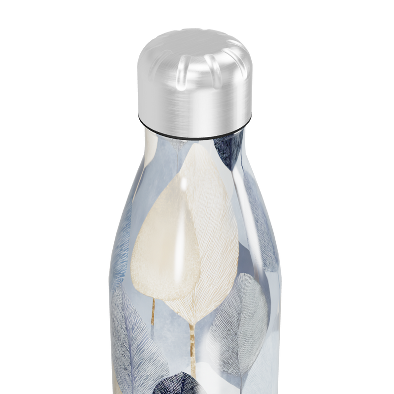 Garrafa Inox - Folhas Azul e Branco