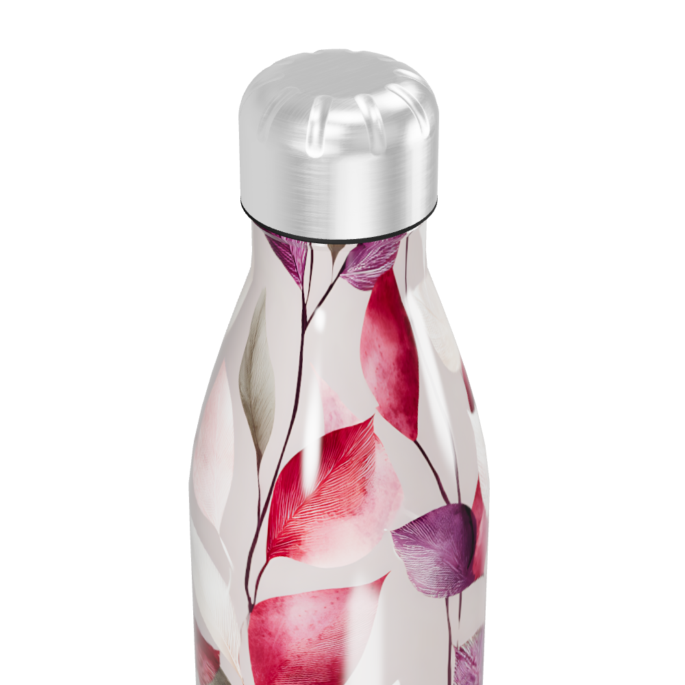 Garrafa Inox - Estampa Folhas Coloridas
