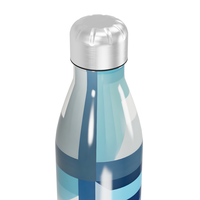 Garrafa Inox Azul com Grafismos Geométricos