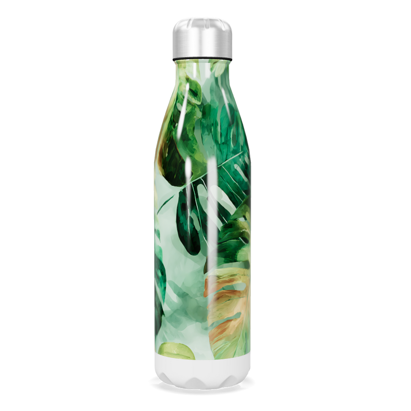 Garrafa Inox - Estampa Folhagem Verde