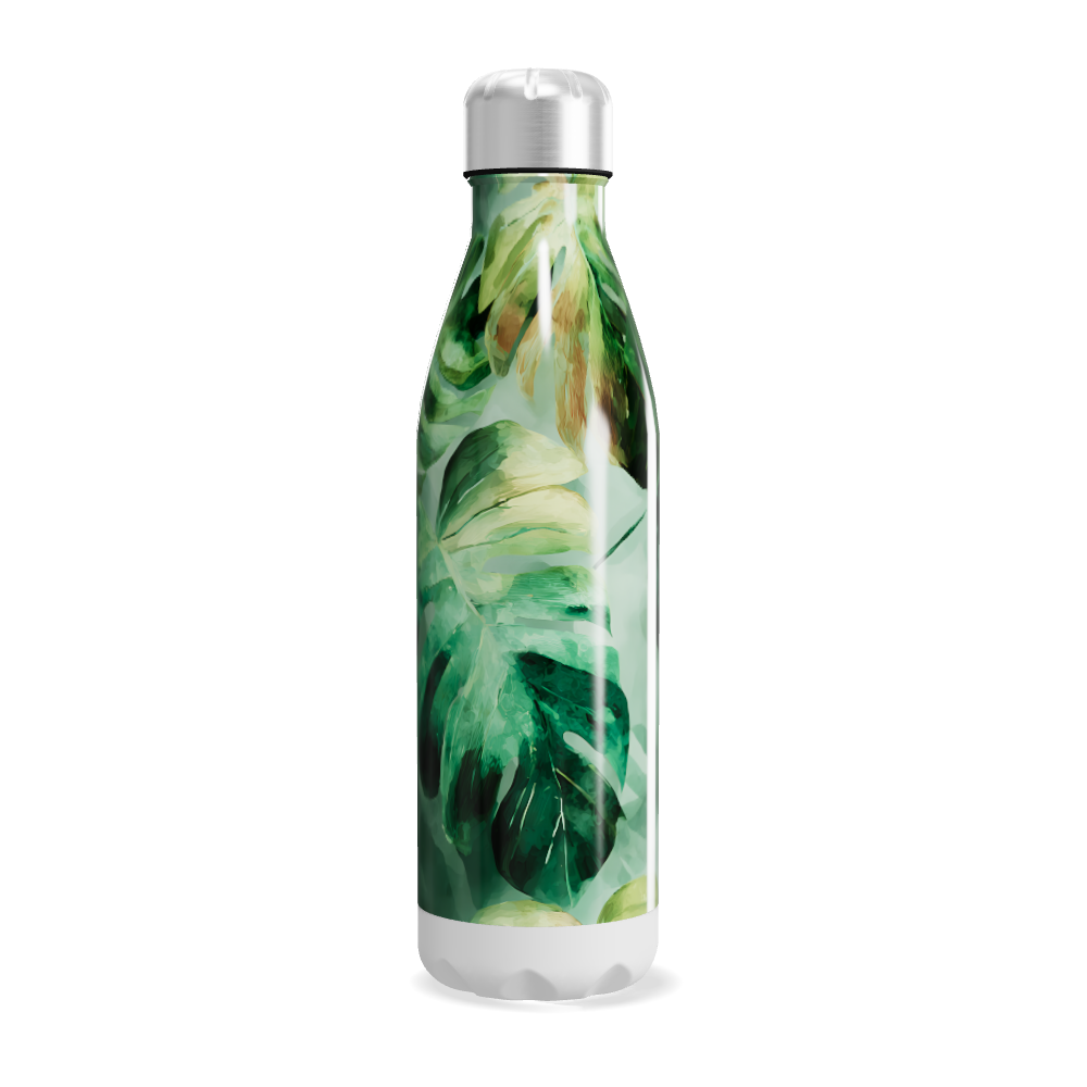 Garrafa Inox - Estampa Folhagem Verde