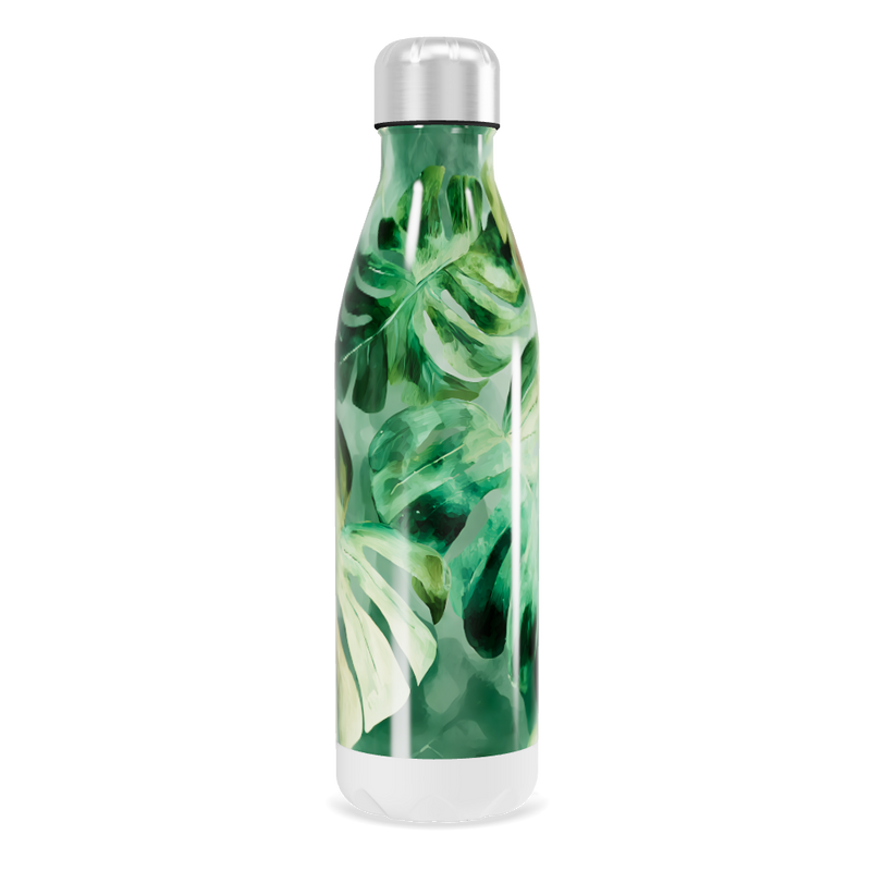 Garrafa Inox - Estampa Folhagem Verde