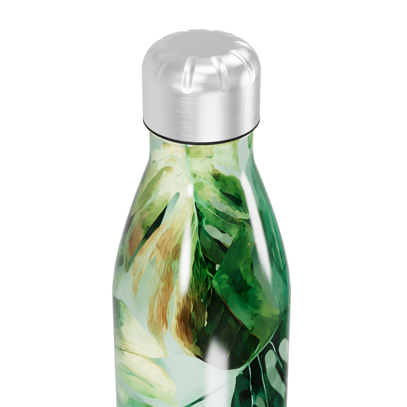 Garrafa Inox - Estampa Folhagem Verde