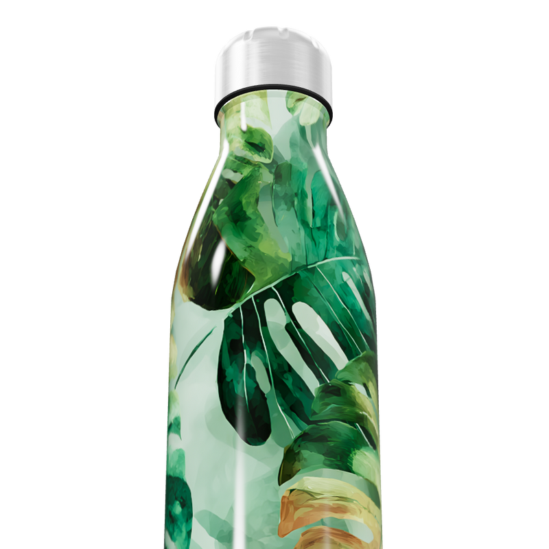 Garrafa Inox - Estampa Folhagem Verde