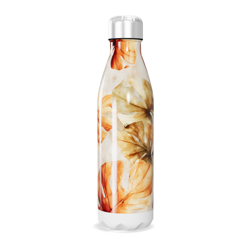 Garrafa Inox - Folhas Laranja e Branca