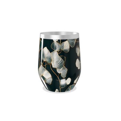 Copo Térmico Slim - Floral Preto Aço Inox