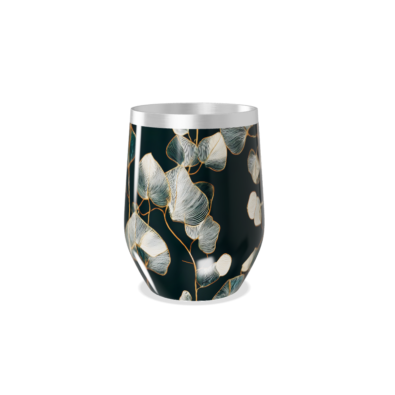 Copo Térmico Slim - Floral Preto Aço Inox