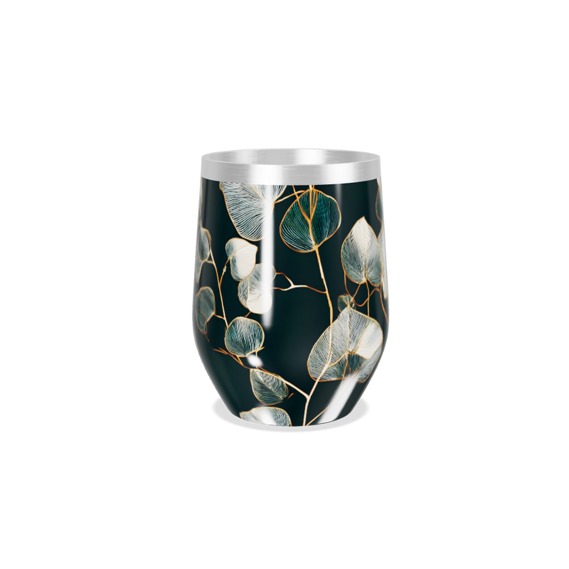 Copo Térmico Slim - Floral Preto Aço Inox