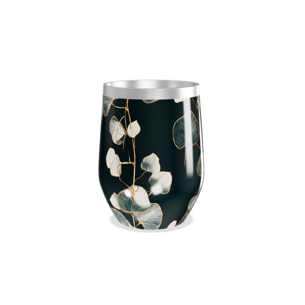 Copo Térmico Slim - Floral Preto Aço Inox