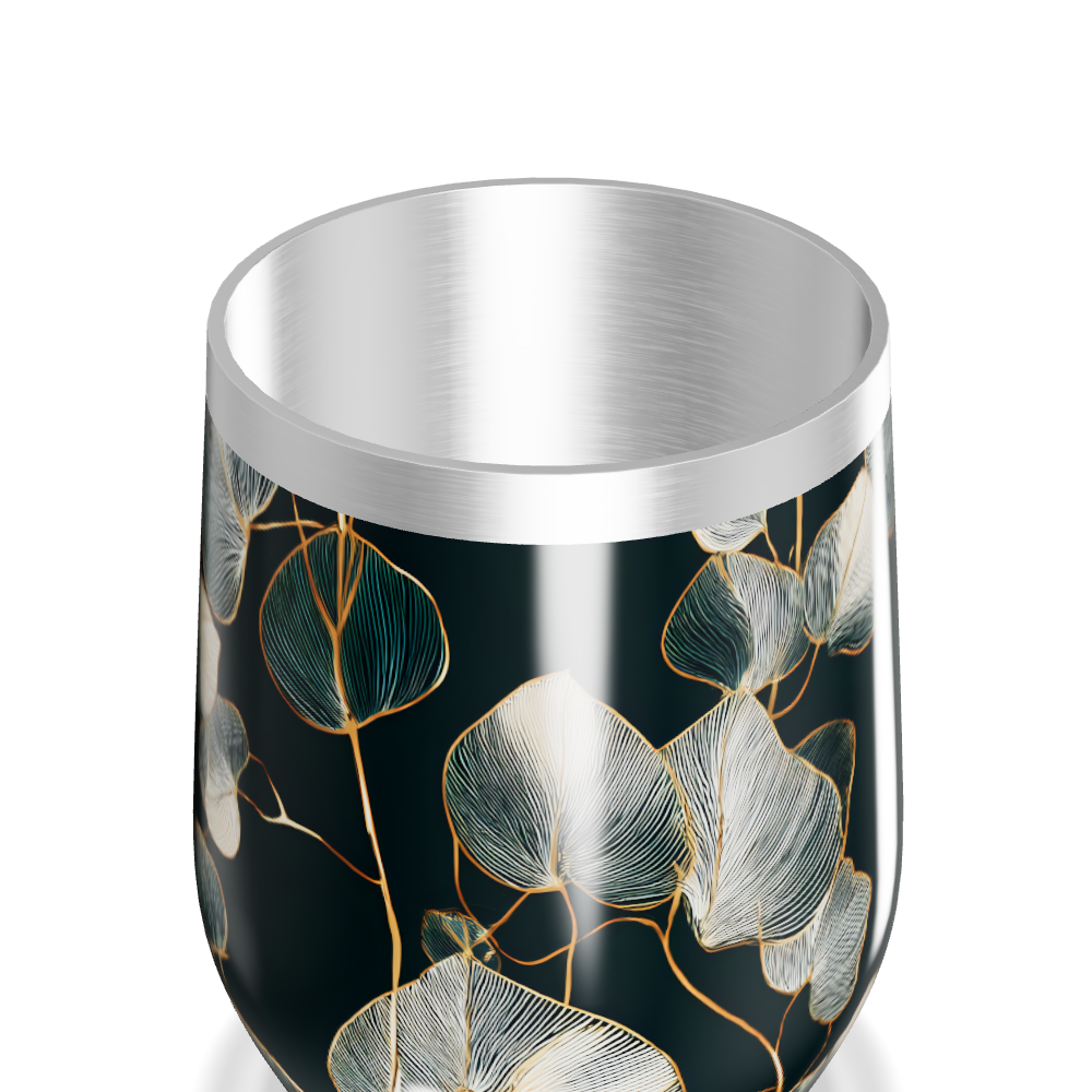 Copo Térmico Slim - Floral Preto Aço Inox