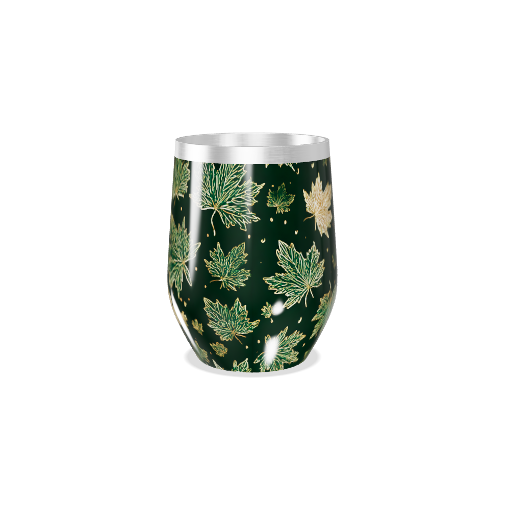 Copo Térmico Slim - Folhas Verde e Dourado