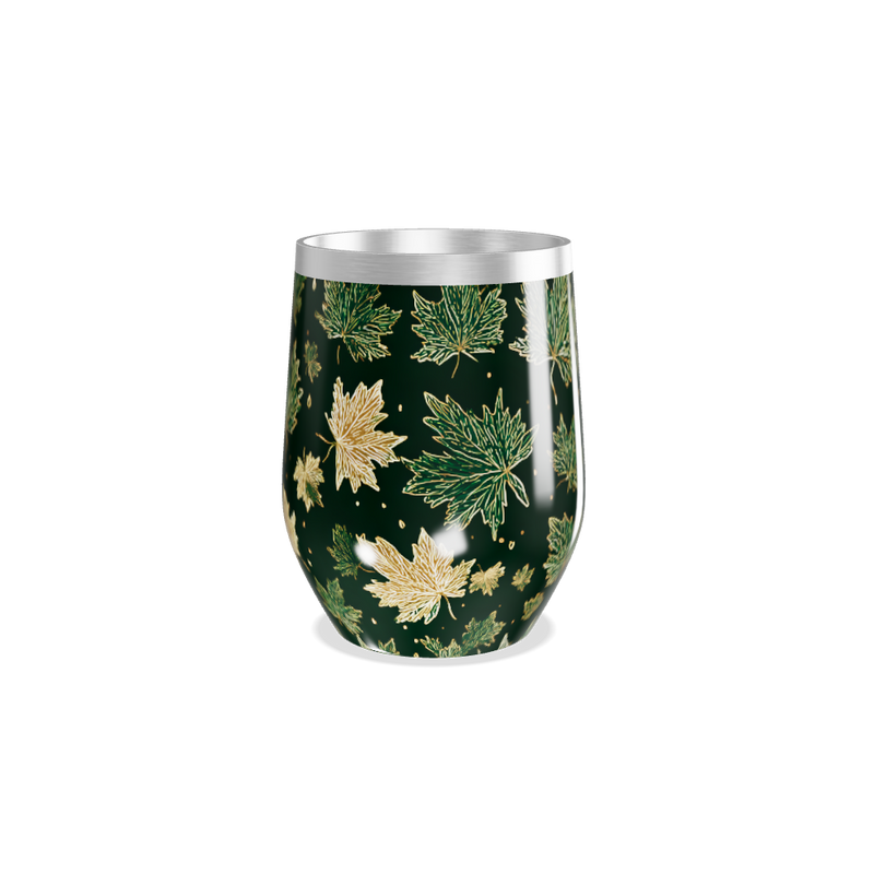 Copo Térmico Slim - Folhas Verde e Dourado