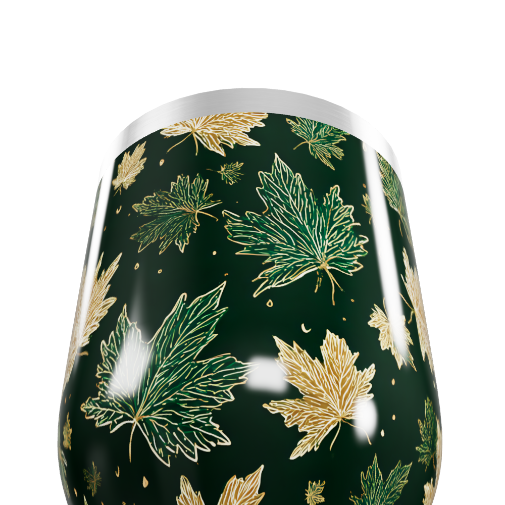 Copo Térmico Slim - Folhas Verde e Dourado