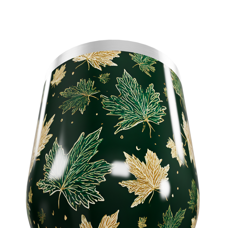 Copo Térmico Slim - Folhas Verde e Dourado