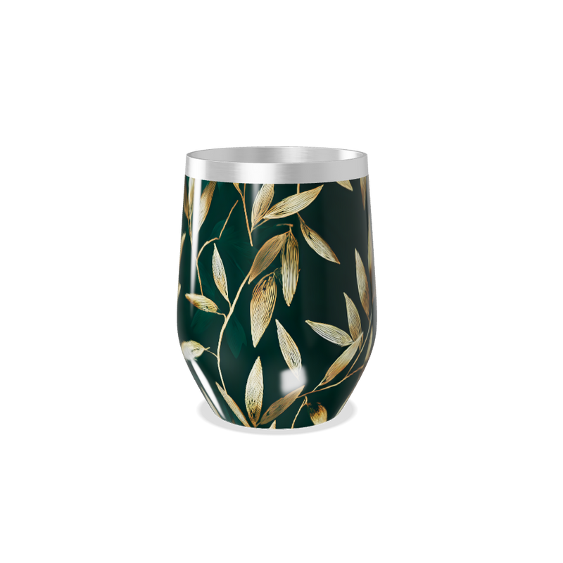 Copo Térmico Slim - Folhas Douradas Verde