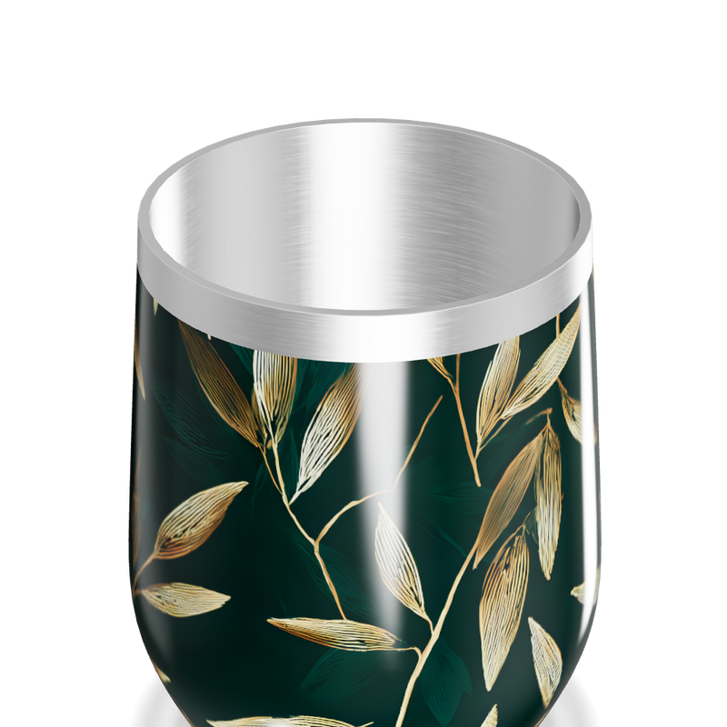 Copo Térmico Slim - Folhas Douradas Verde