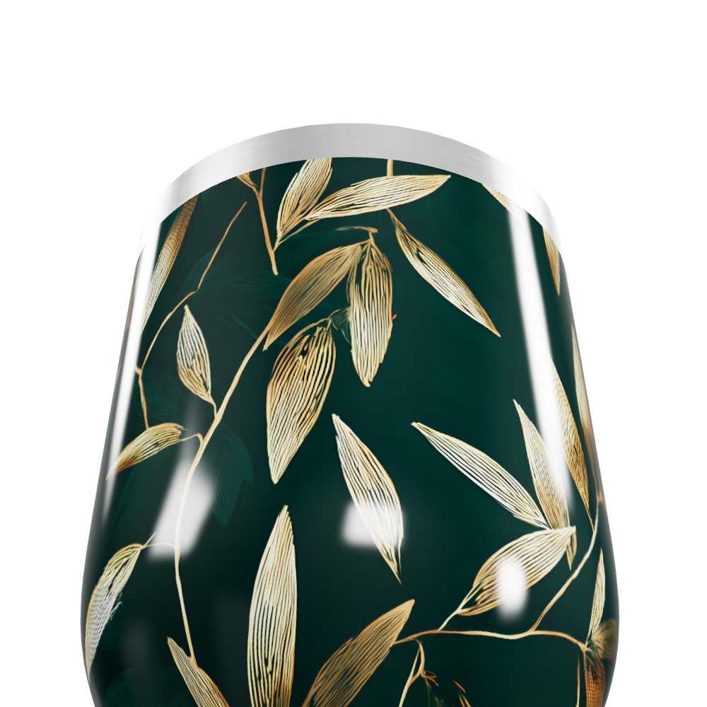 Copo Térmico Slim - Folhas Douradas Verde