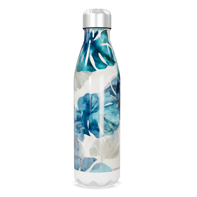 Garrafa Inox - Estampa Floral Azul