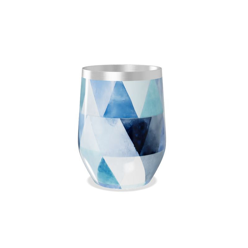 Copo Térmico Slim - Azul Geométrico Aço Inox