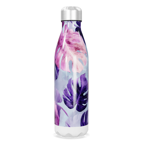 Garrafa Inox - Folhas Roxas e Rosa