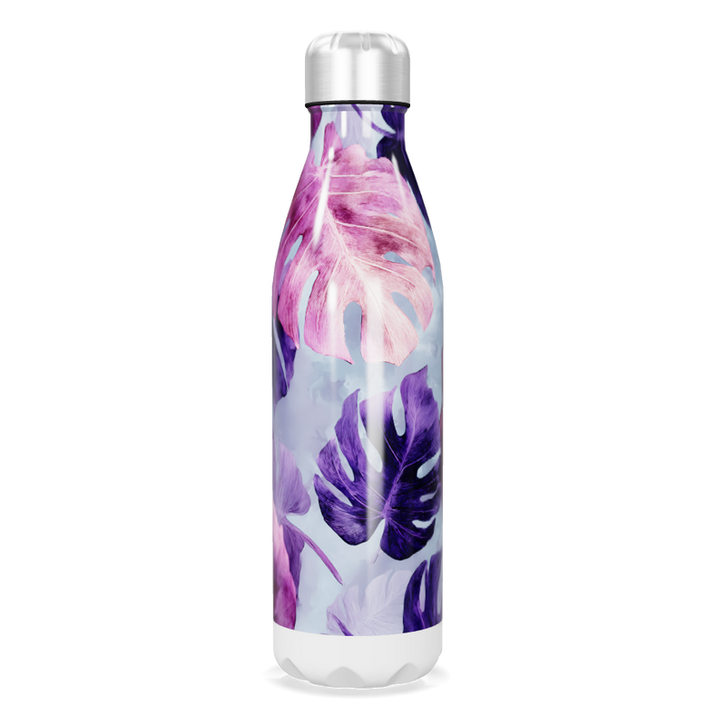 Garrafa Inox - Folhas Roxas e Rosa