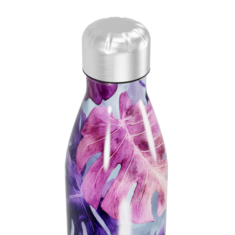 Garrafa Inox - Folhas Roxas e Rosa