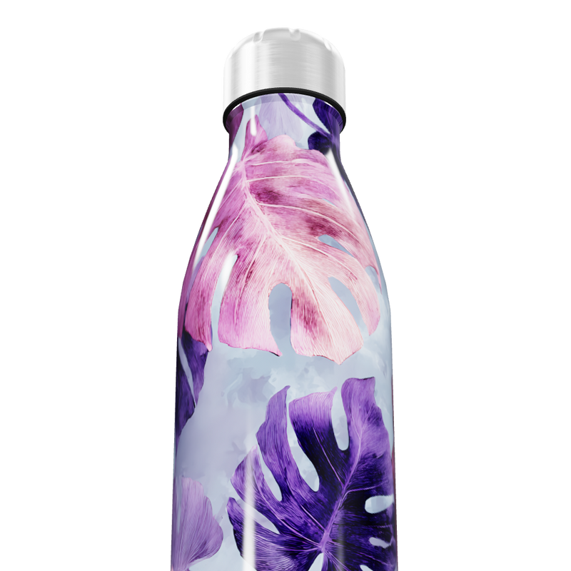 Garrafa Inox - Folhas Roxas e Rosa