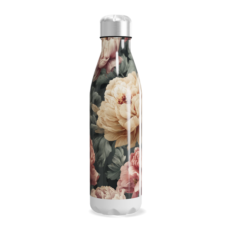 Garrafa Inox - Floral com Tampa Prata