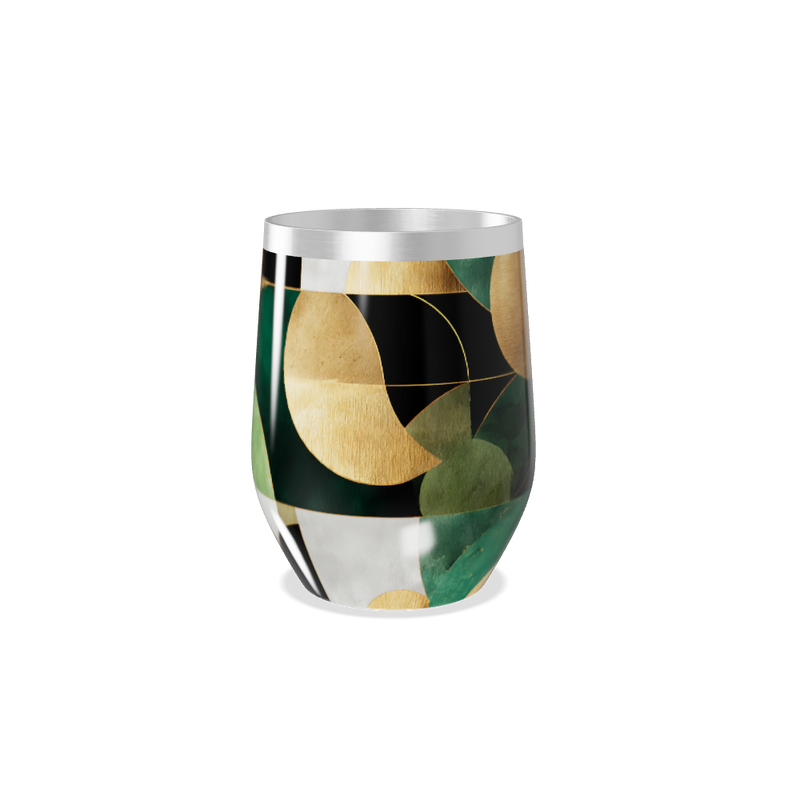 Copo Térmico Slim - Folhas Douradas e Verdes