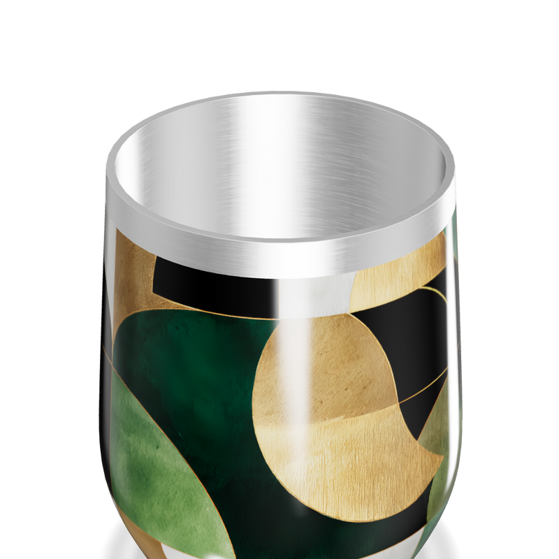 Copo Térmico Slim - Folhas Douradas e Verdes