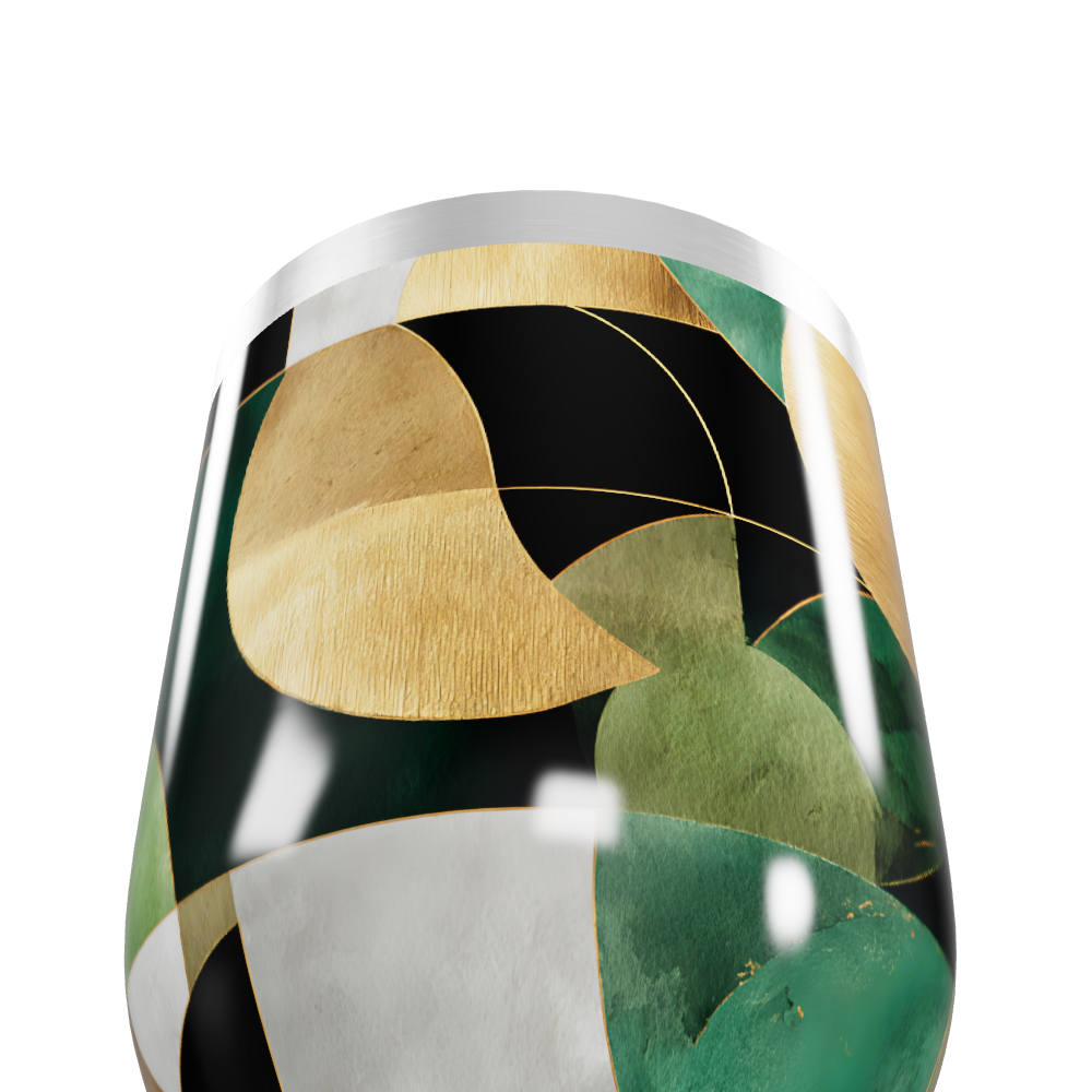 Copo Térmico Slim - Folhas Douradas e Verdes