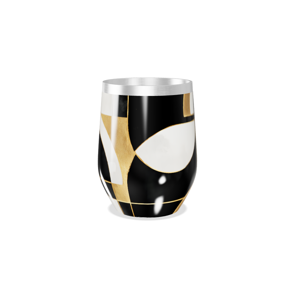Copo Térmico Slim - Preto e Dourado Abstrato