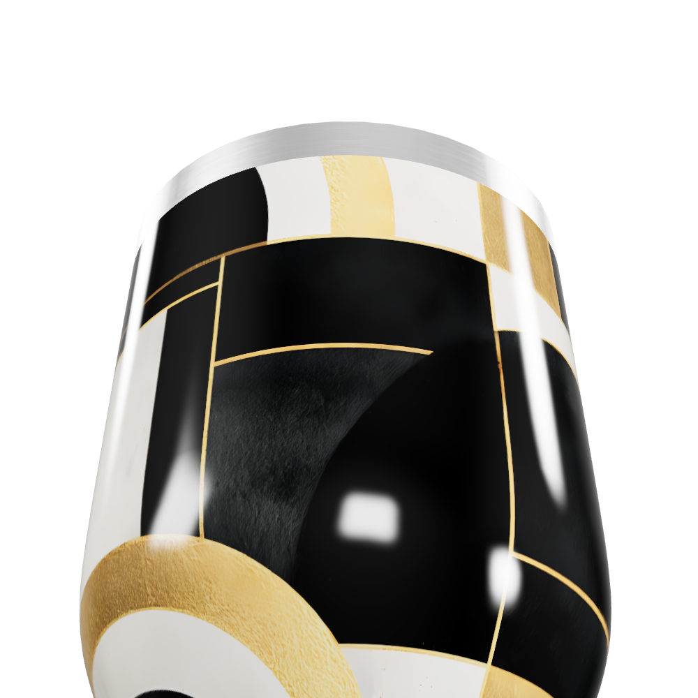 Copo Térmico Slim - Preto e Dourado Abstrato