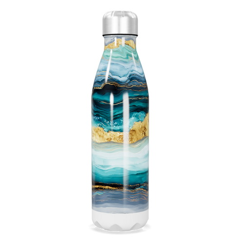 Garrafa Inox - Estampa Mármore Azul