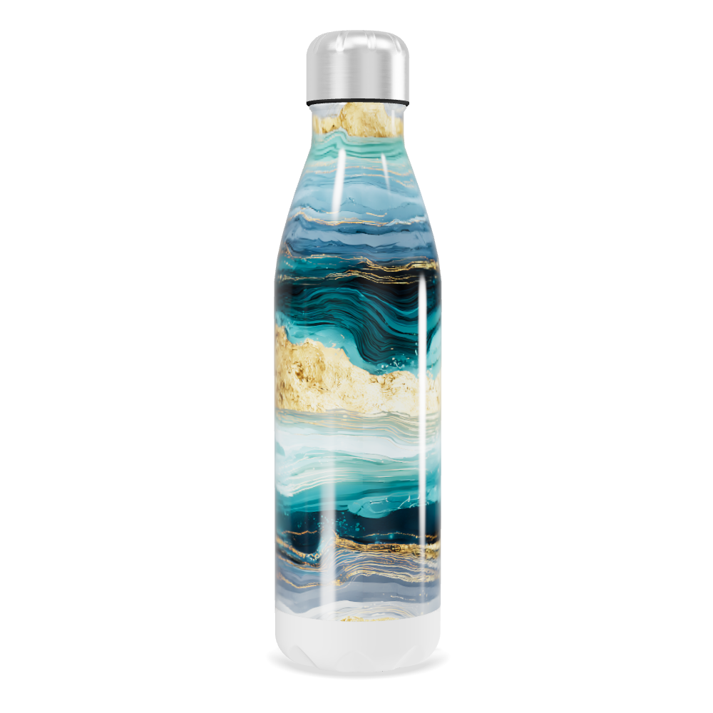 Garrafa Inox - Estampa Mármore Azul