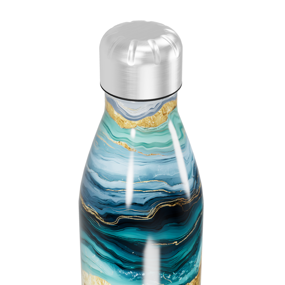 Garrafa Inox - Estampa Mármore Azul