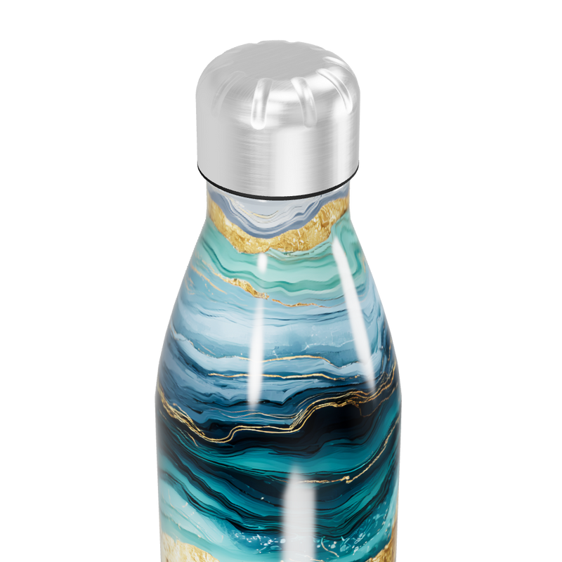 Garrafa Inox - Estampa Mármore Azul
