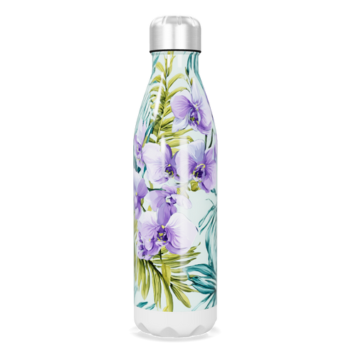Garrafa Inox - Floral com Orquídeas Roxas