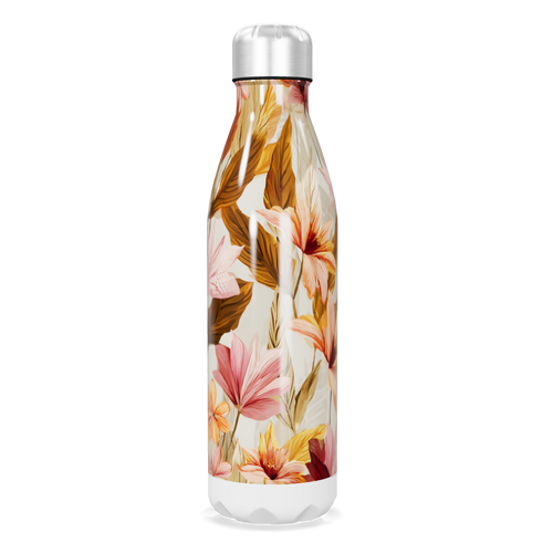 Garrafa Inox - Floral com Folhas Coloridas