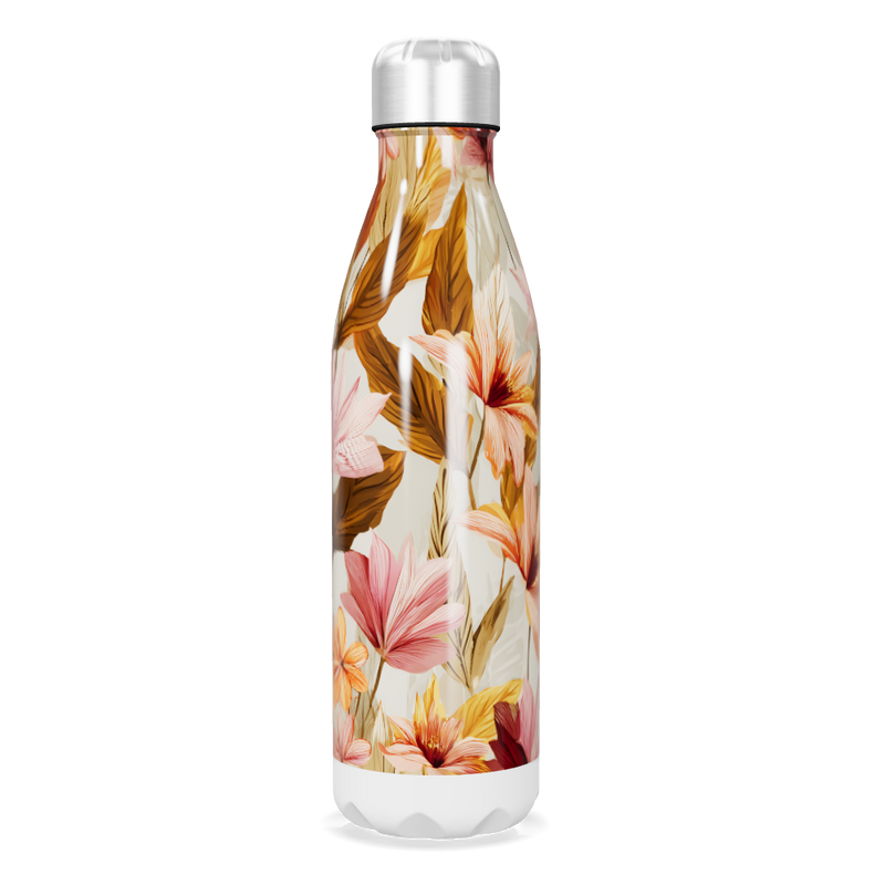 Garrafa Inox - Floral com Folhas Coloridas